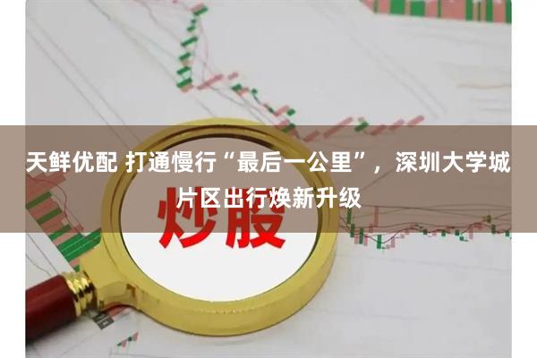 天鲜优配 打通慢行“最后一公里”，深圳大学城片区出行焕新升级